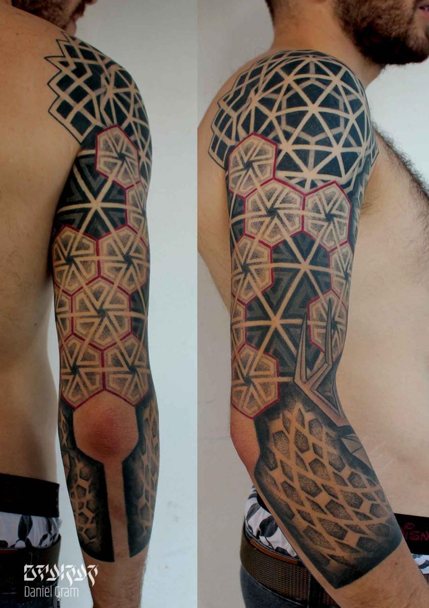 Manus Eraña tattoo — Neo tribal Ethnic tattoo dotwork chest geometric...