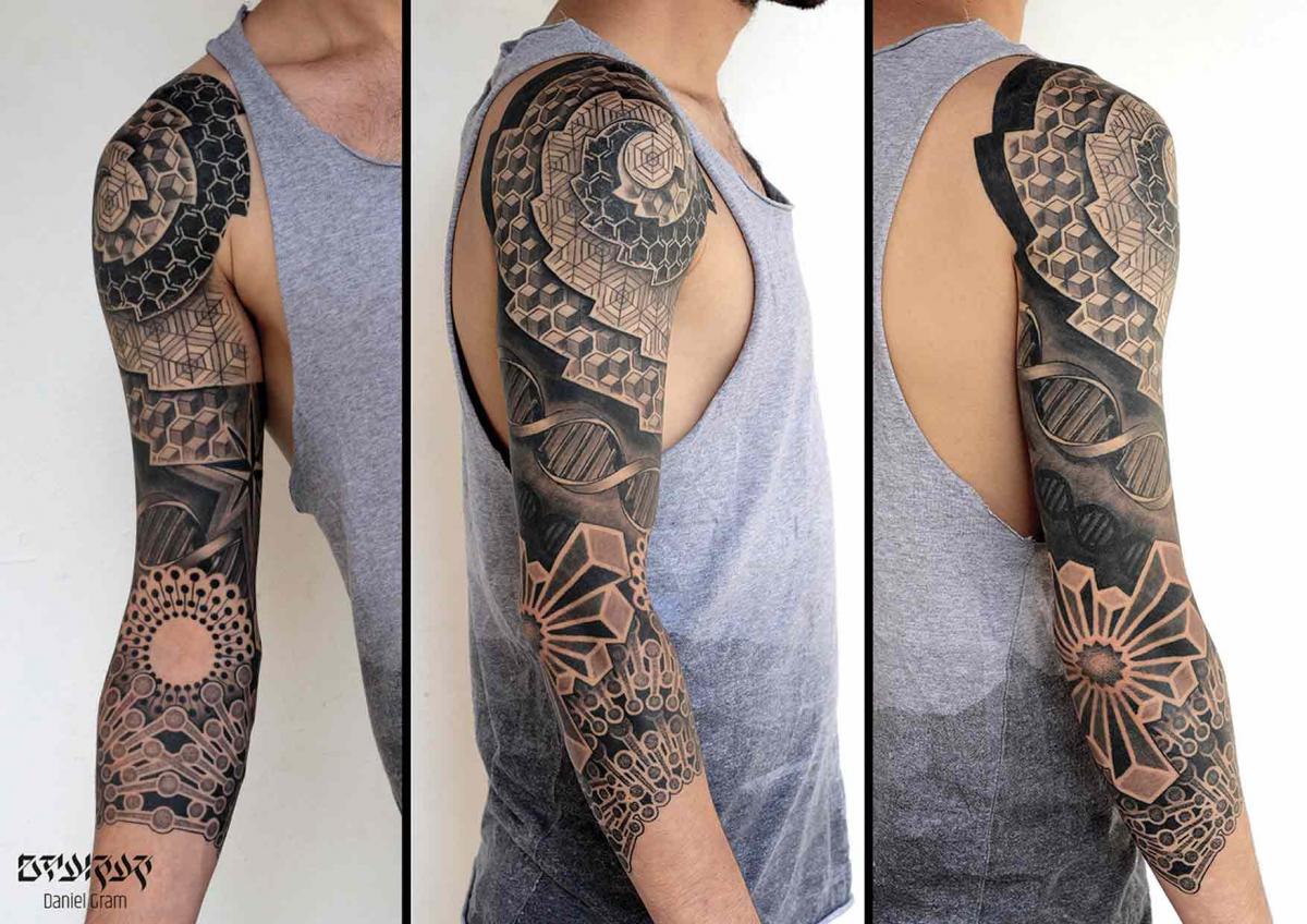 Ink Lovers - Geometric sleeve ⬛⚫ #tattoo #inklovers #svidinha  #traditionaltattoo #traditionaltattooPortugal #tattoolife #oldschooltattoo  #geometrictattoo #sleevetattoo | Facebook